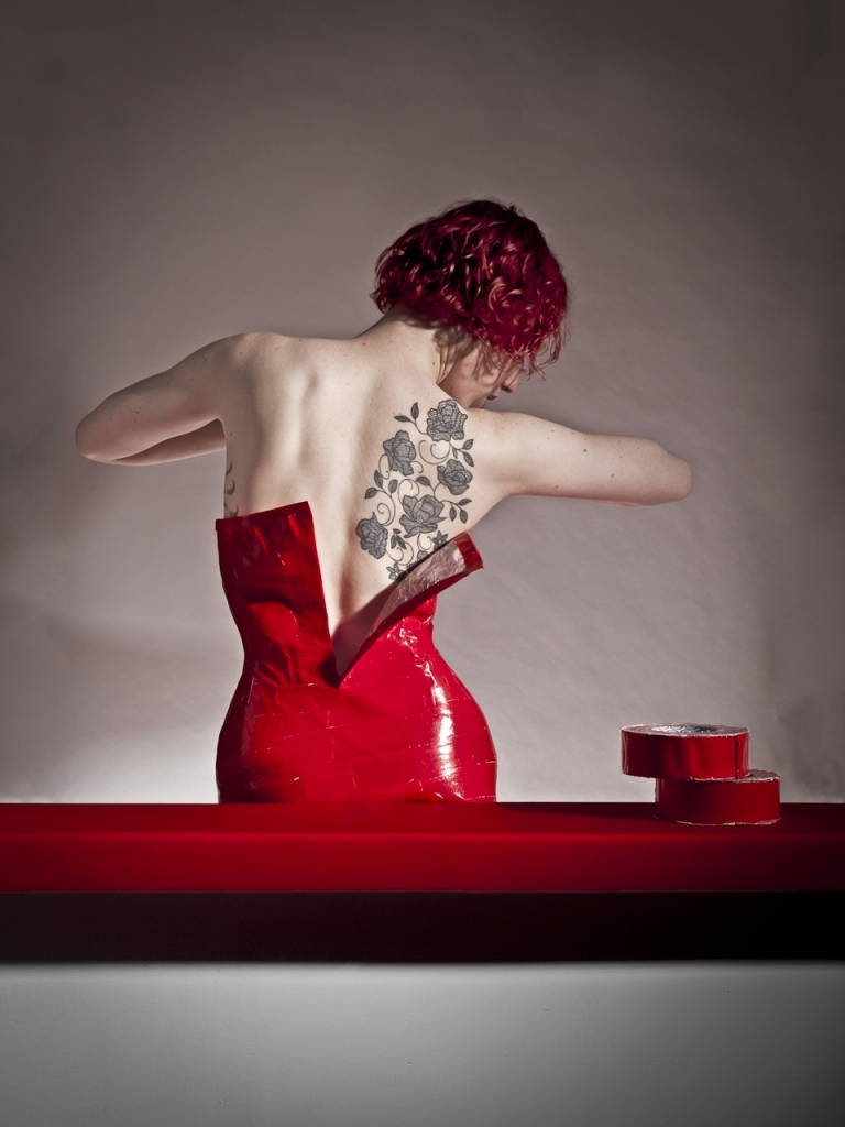 Horst’s “Mainbocher Corset” in Red Duct Tape
