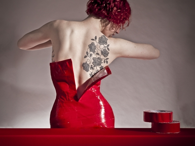 Horst’s “Mainbocher Corset” in Red Duct Tape